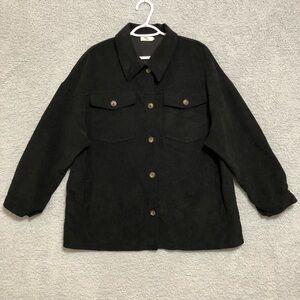 Blushing Brunette Black Corduroy Button-Up Jacket XL Western Grunge Fall Winter